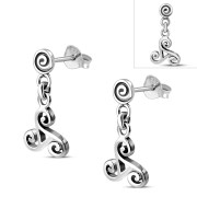 Triskele Triple Spiral Silver Stud Earrings, ep256